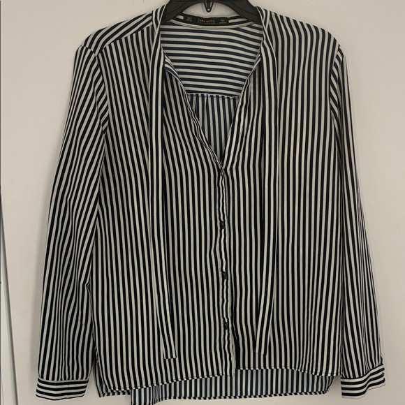 Zara Tops - Zara Navy and White Striped Blouse